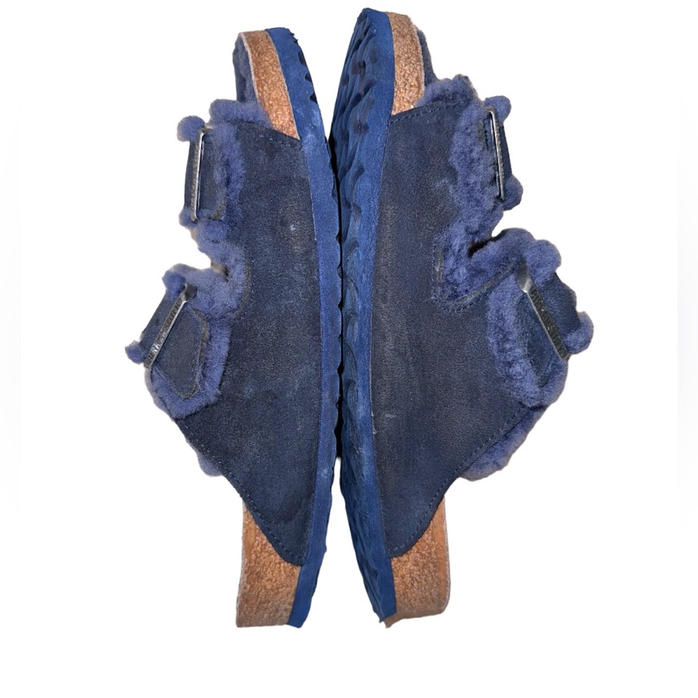 BIRKENSTOCK Arizona blue fur suede sandals women’s shoes size 41 10 10.5 - Picture 8 of 17